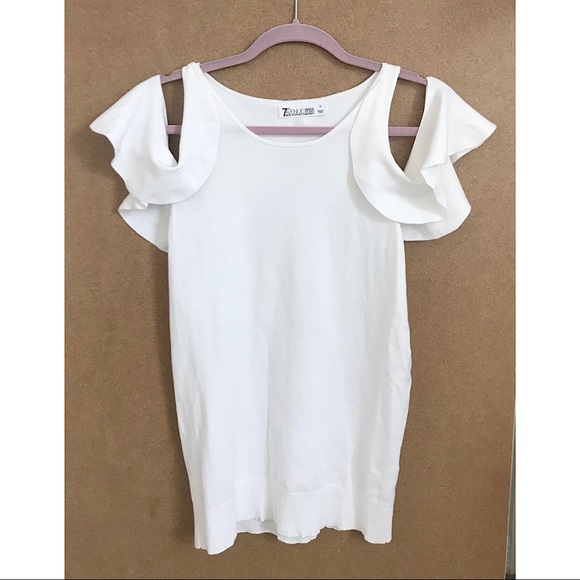 New York & Company Tops - New York & Co 7th Ave white top cutout ruffle S